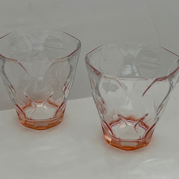 RCD Crystal Riflessi Whiskey Glasses (2) Peach Italy Optic - Picture 1 of 4